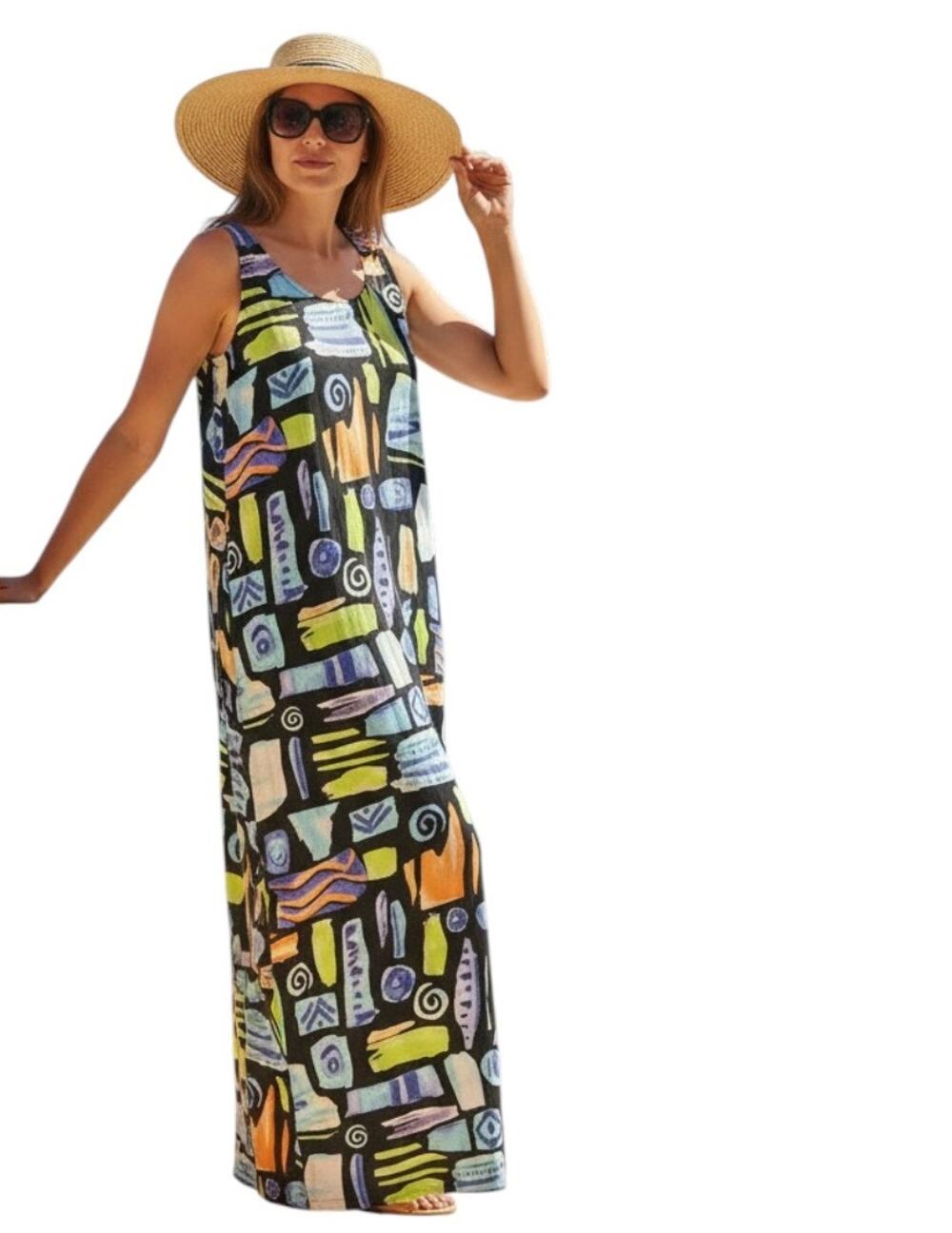 Vintage Nina Piccalino Maxi Dress, Sleeveless Tie Waist, Size 16